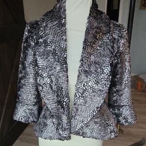 Eva Varro Metallic Textured Faux Fur Women's Blazer Jacket Small